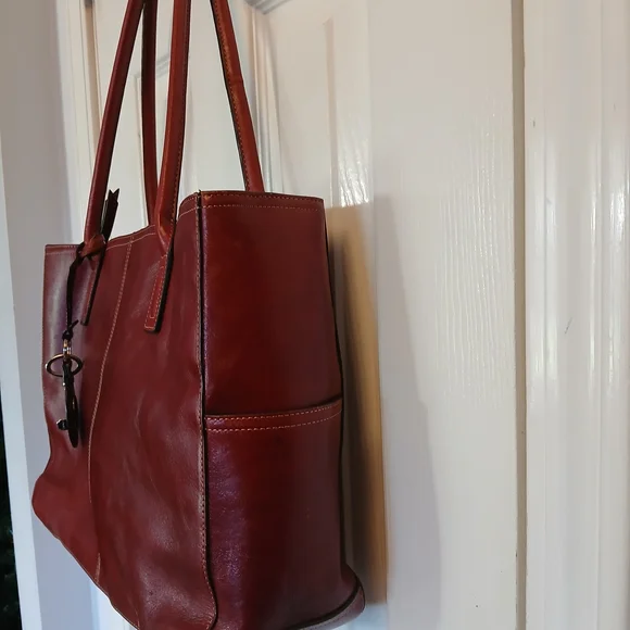 Fossil Red Leather Tote Bag - Picture 6 of 6